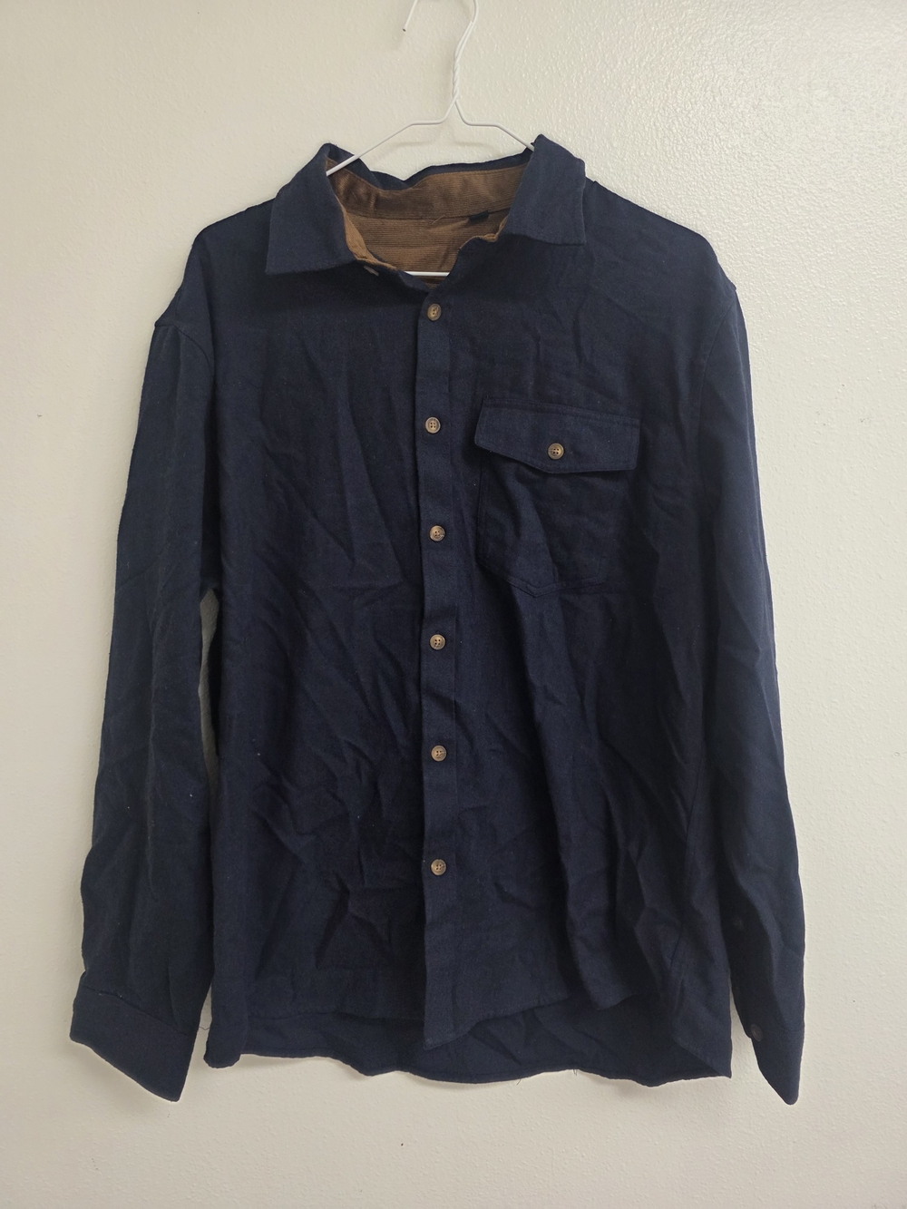 Men's Lightweight Navy Shirt Jacket with Button Chest Pocket (0588)